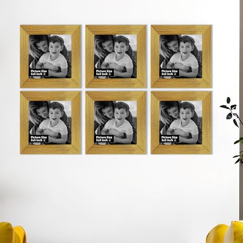 Image of Art Street Decorative Premium Set of 6 Individual Wall Hanging Picture Frame for Home, Living Room, Study Room Decor & Office Decor(5 inch X 5 inch Picture Size) - Gold
