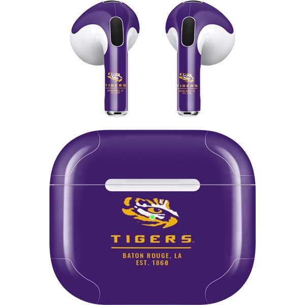 Skinit Decal Audio Skin Compatible with Apple AirPods (3rd Gen 2021) - Officially Licensed LSU Tigers Baton Rouge Design
