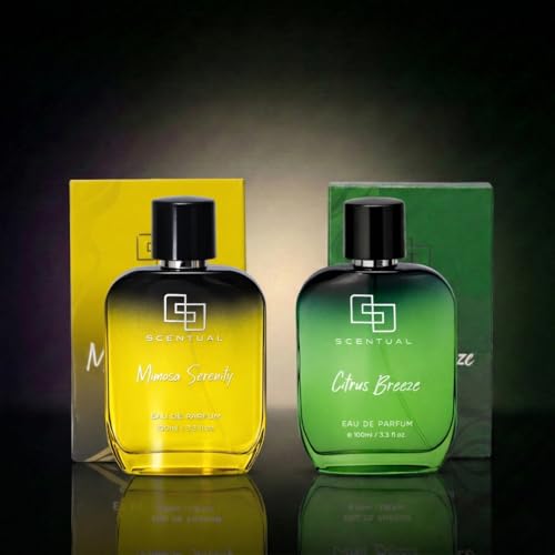 Image of Scentual Citrus Breeze & Mimosa Serenity Eau De Perfume | Modern Lifestyle Long Fragrance Gift Set for Men & Women Combo Pack (100ml Each)