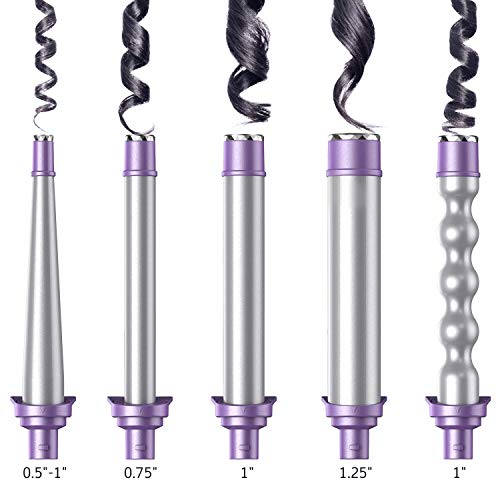 Curling Iron 5 in 1 BESTOPE Hair Curling Wand Set Hair Wand 0.5\'\' to 1.25\'\' Ceramic Barrels for Women Hair Styling with 6 Heat LCD & Detachable Power Cord, Include Glove, Hair Clips & Storage Bag