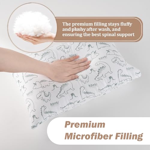 Image of Bunnikins & Clover Toddler Pillows with Pillowcase, 13 inchx18 inch Soft Cotton Kid Pillows for Sleeping, Bedding Small Pillow for Boys and Girls Aged 2-5 Years