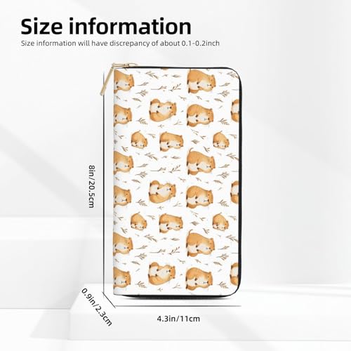 Cute Hamster Cartoon Print Wallet Women Men, Long PU Leather Wallets for Women, Cute Womens Travel Wallet Purse Pouch with Zipper Pocket3