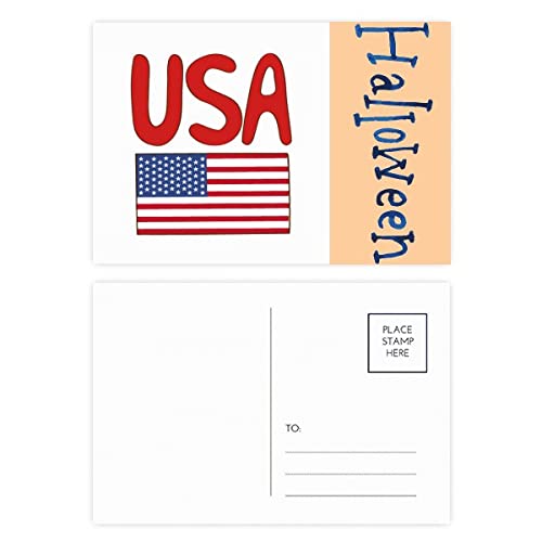 Cartes postales d'Halloween drapeau américain rouge : lot de 20 pour invitations faciles