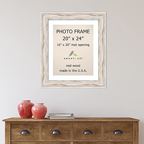 Picture Frame, 20x24 Matted to 16x20" Alexandria White Wash Wood: Outer Size 25 x 29"