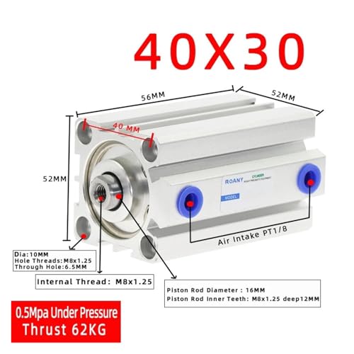 Vérin pneumatique compact double action type SA40 pour outillage de précision - 3