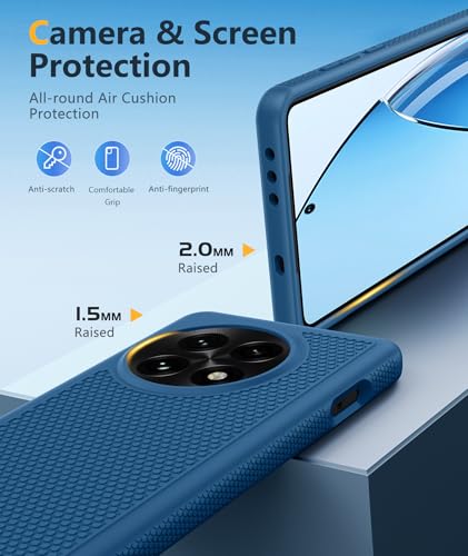 Image of FNTCASE for OnePlus 13 Case: 14FT Heavy Duty Military Grade Drop Protection for One Plus 13 Case, Non-Slip Anti-Fingerprint Shockproof Matte Soft TPU Phone Cover - Blue