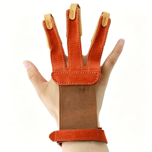Luoyer Archery Gloves 3 Finger Leather Shooting Glove Archery Protective Gear Accessories for Traditional Bow Recurve Bow Men Adult Women