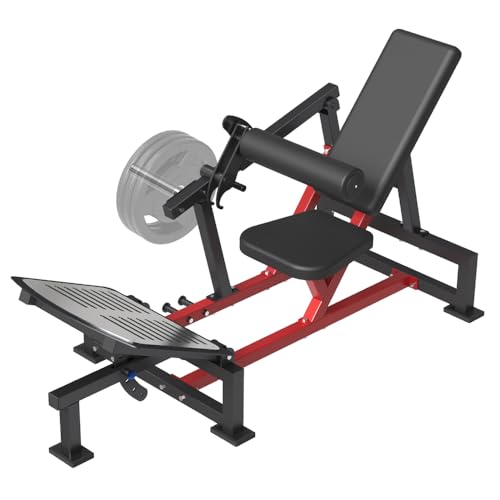 FAGUS H Hip Thrust Machine, 800LBS Adjustable Plate-Loaded Glute Bridge Machine, Heavy Duty Butt Exercise Equipment with Band Pegs for Glute Muscles Building and Butt Shaping, Red