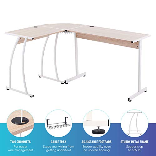 Y-NOT L-vormig hoekbureau 147 x 48 x 75 cm & 112 x 48 x 75 cm computertafel gaming bureau hoekbureau hoektafel werktafel… - Image 6