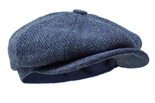 Borges & Scott La Tyrone - Gorra Newsboy de Tweed Irlandés - Cielo Nocturno Herringbone - Medio (57-60cm)
