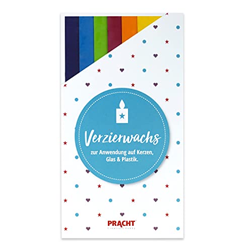 Pracht Creatives Hobby 7050-505 Verzierwachsplatten Regenbogen-Mix, 6 halbe Platten, ca. 200 x 50 x 0,5 mm, Wachsplatten zum Modellieren und Verzieren von Kerzen