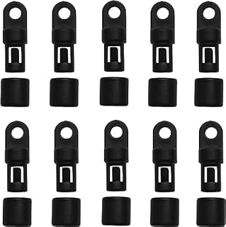 TAODAN 10PCS Bungee Shock Cord Hook Bungee/Shock Cord Hook Fixed End Tabbed Hooks for 1/4 inch Cord Rope Terminal Ends Tabbed S Open Cord Hooks End with Straight Hooks for Kayaks