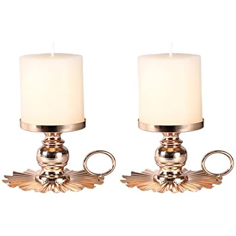Candle Holder for Pillar, Set of 2 Candlestick Holders for Table, Wedding, Dinning, Party, Home Decoration, Christmas, Halloween (Gold) Cover
