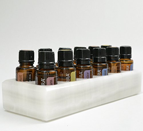 Luxurious Shades of Stone Essential Oils Holder Carrying Case - Storage and Display Box for 12, 15ml Bottles - Free Matching Tray - 100% Onyx Stone (White Cloud)