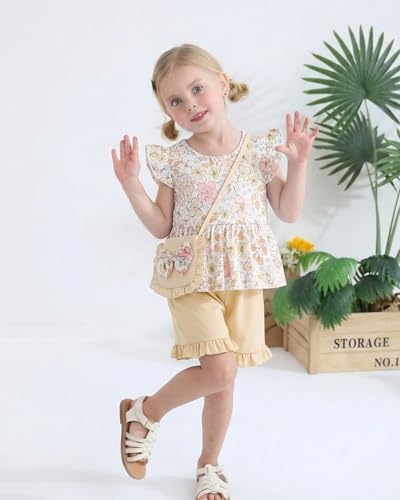 Image of Weebaby Toddler Girl Clothes Baby Summer Outfits Sleeveless Halter Top Ruffle Short Set Cute Kids Clothes Girls