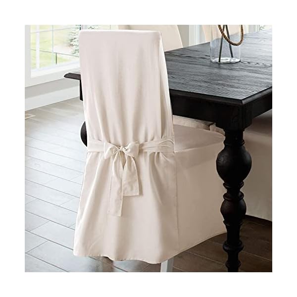 Surefit home decor duck solid long full length dining room chair one piece slipcover relaxed fit 100 cotton machine washablenatural color  urban country home decor