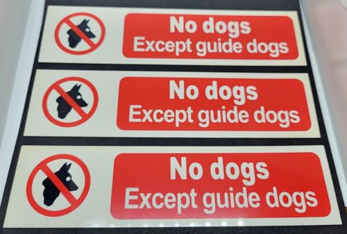 ShieldUp NO SE ADMITEN PERROS | 3 carteles autoadhesivos de 200 mm x 50 mm | Para uso interior y exterior.