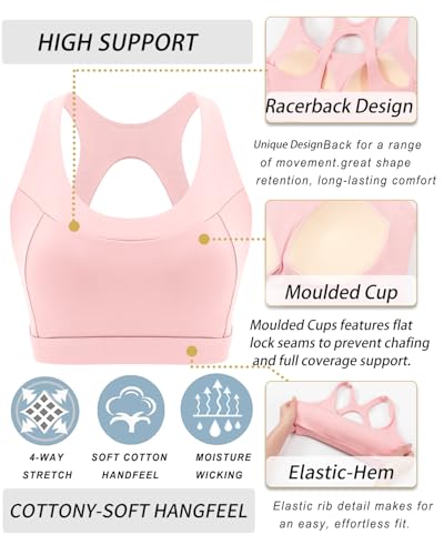 Image of RUNNING GIRL Sports Bras for Women High Support,Racerback Supportive Molded Cup Sports Bra with Sewn in Pads