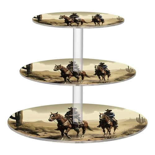 PYBUG Cowboys 3 Tier Acrylic Cupcake Stands Tower,Dessert Table Display Set for Tea Party,Wedding,Birthday, Baby Shower