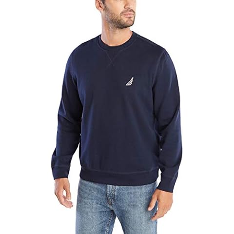 Nautica Men's Basic Crew Neck Fleece Sweatshirt, Navy, Large Cover