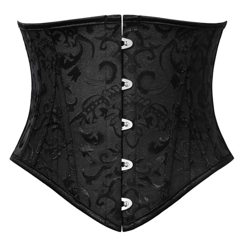 SCARLET DARKNESS Damen Steampunk Korsettgürtel Vintage Lace Up Mittelalter Breiter Gürtel Schwarz Jacquard 40