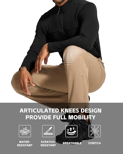 Iseegz Mens Snow Ski Hiking Pants Winter Fleece Lined Outdoor Waterproof Insulated Zipper Bottom Leg thumb #2