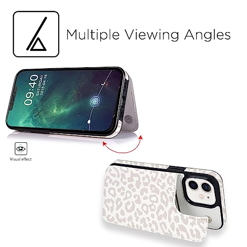 Ucolor For Iphone 11 Wallet Case With Card Holder-Pu Leather Folio Flip Cover Kickstand Card Slots Double Magnetic Clasp Rfid Blocking Compatible With Iphone 11 6.1" (Leopard) #TOP4