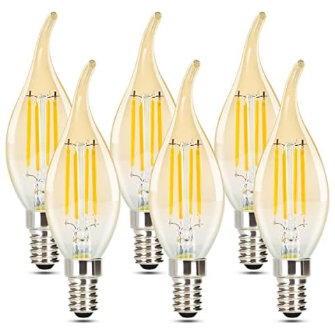 GBLY 6 Stück LED E14 Glühbirne Leuchtmittel: Lampe Warmweiß kerze Birne 4W 2700K Filament Retro Edison Glühlampe Vintage Light Weihnachten Bulb Glas Energiesparlampe Cover