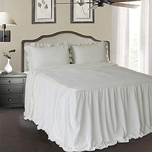 Bimocosy Bedspread Coverlet Set 3 Piece, Lightweight Queen Bedding Cover With 2 Matching Shams For All Season, Classic Design Breathable & Soft Coverlet Bedspread Bedding Set - Queen, Ivory #TOP6
