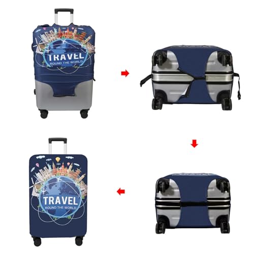 Image of WUJIAONIAO Travel Luggage Cover Spandex Suitcase Protector Washable Baggage Covers (S (for 18-20 inch luggage), TRAVEL)