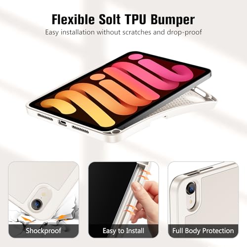 ProCase for iPad mini 7 A17 Pro 2024/iPad Mini 6 2021 8.3 Inch iPad mini 7th/6th Gen Case with Pencil Holder, Trifold Stand Smart Folio with Soft TPU Back Cover for iPad mini 8.3" -Starlight by ProCase - Used condition - Image 4