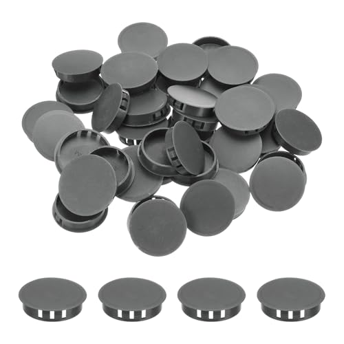 Image of MECCANIXITY 64PCS 45mm(1 3 /4 inch) Dark Grey Plastic Hole Plugs, Flush Type Panel Hole Plugs Insert End Caps for Locking Hole Tubes Furniture Cabinet