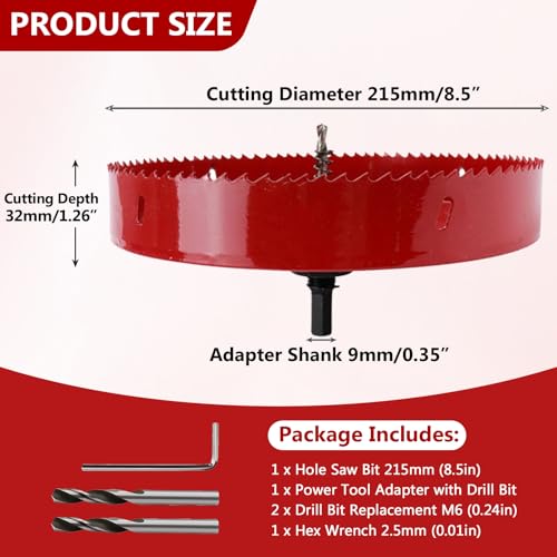 Image of 8.5 Inches /215mm Bi-Metal Hole Saw with Pilot Bit & Arbor