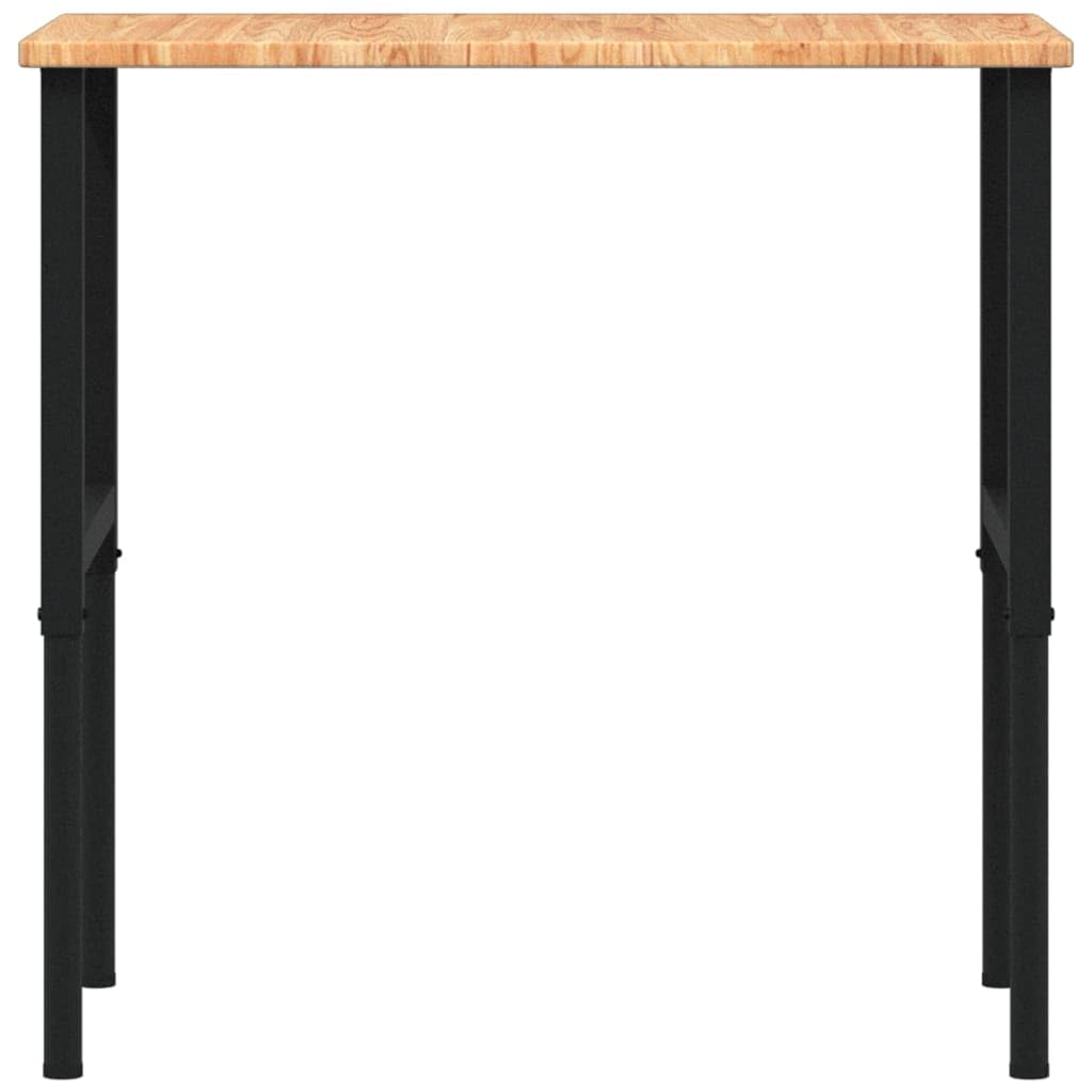 Banco da lavoro marrone chiaro in legno di rovere massiccio, 100 x 60 x (71,5-98), regolabile in altezza, con telaio in metallo verniciato a polvere, ideale per officina, sala hobby