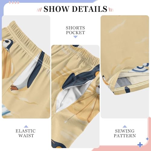 ZZXXB Beach Penguins Boys Long Pants Soft Trousers Elastic