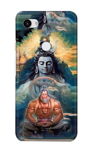 Image of PRINTFIDAA Printed Hard Back Cover Case for Google Pixel 3A Back Cover (Lord Shiva and Hanuma) -112