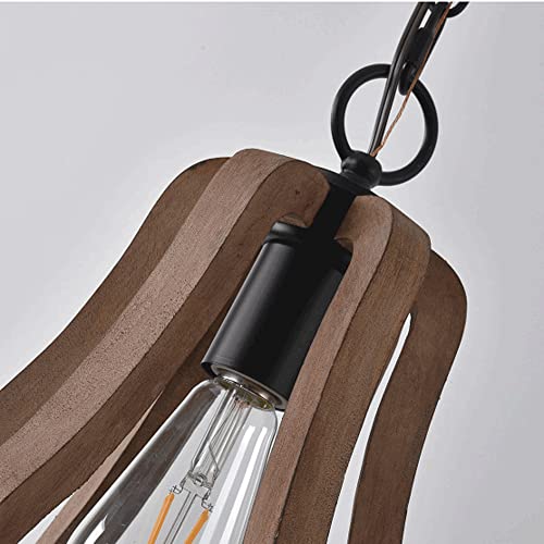 Lustre bois sculpté E27 pour éclairage restaurant et comptoir bar