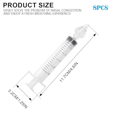 Image of DOERDO Nasal Syringe Irrigator, 8PCS Infant Nasal Irrigator, Silicone Tip Professional Infant Nose Cleaner, Reusable