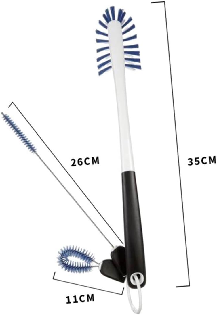 CALLARON Long Handle Bottle Brush Set 3-Piece Multi-Function Cleaning Brush Kit for Baby Bottles Cups and Straws Easy to Hang Design for Kitchen and Bathroom Use
