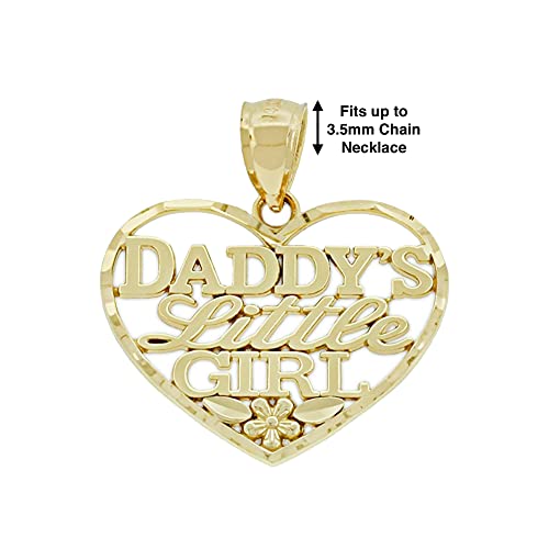 Gold Heart Daddy's Little Girl Charm - 10 Karat Solid Gold - Heart Pendant4