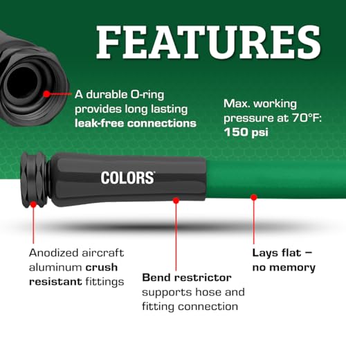 Image of Flexzilla Colors Lead-In Garden Hose 5 /8in. x 5ft., Lightweight All-Weather Water Hose, Durable and Flexible, Leak-Free Connections, Forest Green