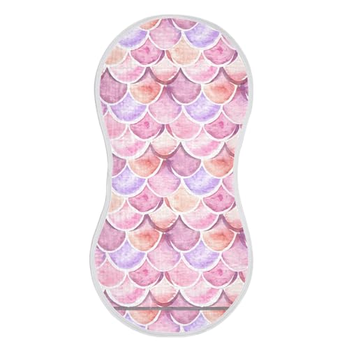 xigua Watercolor Scallops Baby Burp Cloths for Newborn Boys and Girls 1 Pack, Soft & Absorbent Cotton Baby Burp Cloth, Baby Washcloths, Newborn Towel, Burp Rags