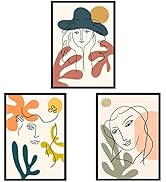 3 Pack Poster Hanger Minimalist Line Art Print Abstract Line Wall Artwork Art Waterproof Face Aes...