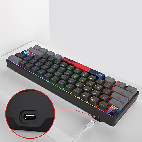 Image of Fogruaden 60% Mechanical Gaming Keyboard, 61 Keys, RGB Backlit, Compact 60 Percent Wired Keyboard for Win /Mac PC Gamer, Easy to Carry on Trip (61Dark-BlueSwitch-RGB)