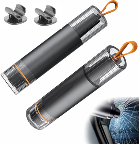 Bkemkri Juego de 2 Piezas Corta Cinturones Rompe Cristales, Martillo Rompe Cristales Coche, Herramienta de Rescate de Emergencia 2 en 1, Accesorios de Escape para Coches, Autobuses y Otros Vehículos