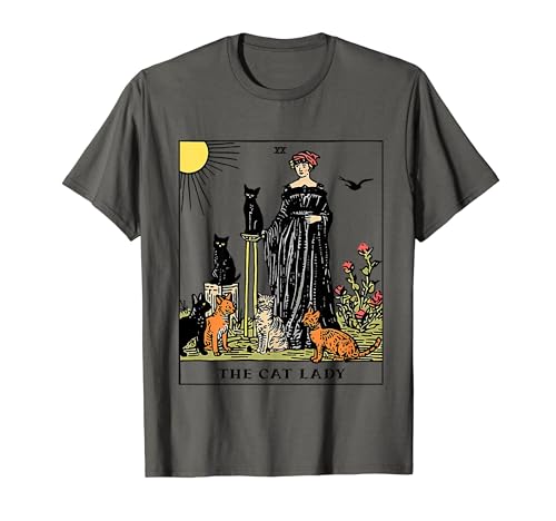 The Cat Lady Tarot Card Vintage Gothic Women Cat Mom T-Shirt