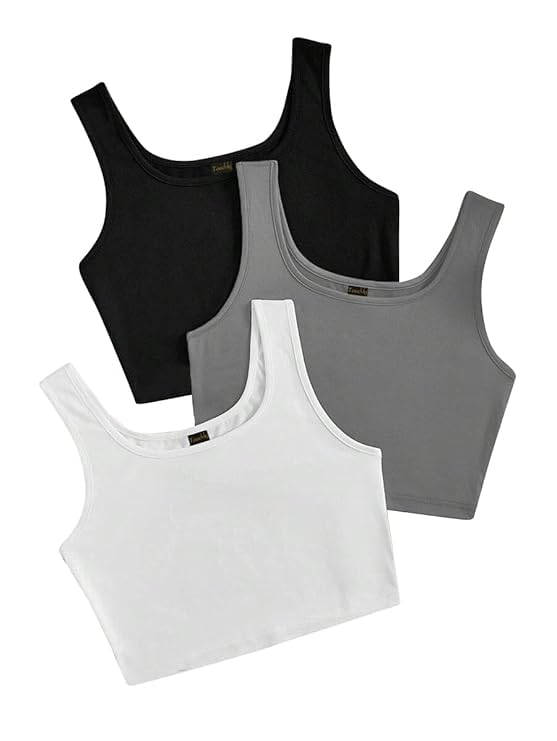 Image of Toochki Top for Women | Spandex | Crop | Black White Beige | Short | Western| Pack of 3 Tops | Tunics