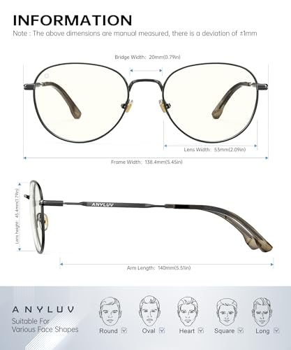 Image of ANYLUV Blue Light Blocking Glasses Men Women, Round Lightwight Blue Light Glasses Computer Screen for Eye Protection