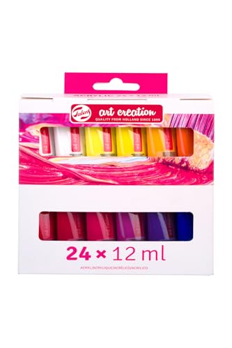 Talens Art Creation Set d'initiation Ă la peinture acrylique, 24 couleurs (tubes de 12 ml) | Peinture pour adulte
