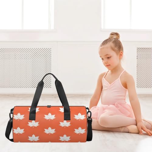 Lightweight Travel Duffle Bag Maple Leaf Print Gym Bag for Women Men Stylish Small Duffle Bag for Fitness Yoga Travel Overnight Sport 6